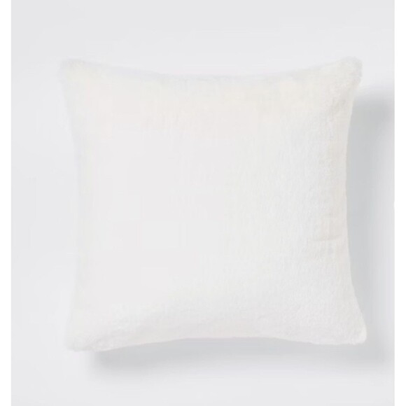Faux Rabbit Fur Throw Pillow - White - Threshold - NEW - Picture 1 of 5